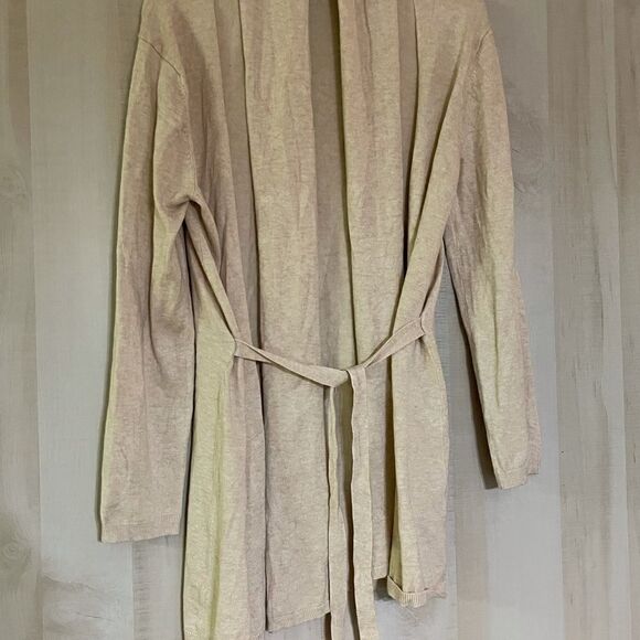 ZARA knit beige open front belted cardigan, size medium - Picture 4 of 16
